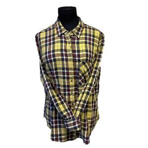 XIRENA Women's Small Yellow Plaid Top Blouse Fall Countrycore Western